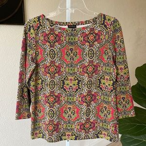 Talbots beautiful scarf print 3/4 sleeve top